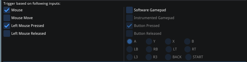 ProNet Windows Tool trigger input settings